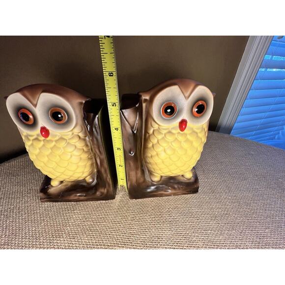 Vintage 1960's Hand Painted Owl Ceramic Bookends Made in Japan - Picture 11 of 12